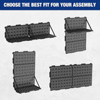 WORKPRO 16”x 16” Metal Peg Board, Foldable Black Pegboard for Wall Organization, Steel Panel with Round Holes & Vertical Slot