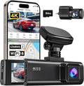 REDTIGER 4K Dash Cam Front and Rear, STARVIS 2 Sensor, 64GB Card Included, 4K/2.5K+1080P Dual Dash Camera for Cars Built-in W