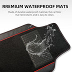 NBTEPEM Microfiber Steering Wheel Cover and Waterproof Car Floor Mats, Universal Fit Most Truck, SUV, Cars, 14.5-15inch Sporty Steering Wheel Covers with Anti-Slip Lining (Black with Red line)