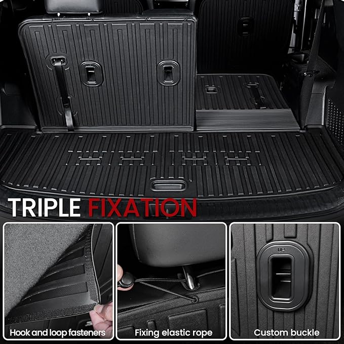 Cargo Mat with Backrest Mats for 2020-2025 Kia Telluride 7/8 Passenger Car Mats Accessories, All Weather TPE Interior Protectors Cargo Liner Trunk Mat(Cargo Mat with Backrest Mats)