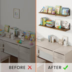 Floating Shelves, Wall Book Shelf with Brackets, 36 inch Wall Shelves Set of 3, Particle Board Wooden Shelf for Kitchen, Bath