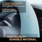 PINCTROT D Shaped Nappa Leather Steering Wheel Cover, Slim Fit No Bulk Design, One Piece Leather with Breathable Perforation,