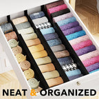 SpaceAid Bamboo Dresser Drawer Dividers 6 Pack, 4.65“ High Adjustable 17“-22” Drawer Organizers, Expandable Organization for 