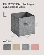 SONGMICS Storage Cubes, 13 x 13 x 13 Inches Non-Woven Fabric Bins with Double Handles, Set of 8, Closet Organizers for Shelve