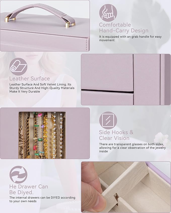 AKOZLIN 360° Rotating Jewelry Box 6-Tier Organizer Functional Jewelry Storage Case for Women Girls Ring Necklace Earring Brac