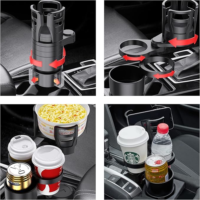 4 in 1 Car Cup Holder Extender Multifunctional Car Cup Holder Organizer Car Interior Accessories for Drinks Bottles Cups Holder