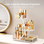 HBlife Makeup Organizer for Vanity, 3 Tier Metal Bathroom Countertop Organizers Skin Care Storage, Bathroom Counter Shelf Ski