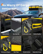 21 Cubic Feet Rooftop Cargo Carrier Bag, Waterproof Zip Soft Roof Top Cargo Bag with Anti-Slip Mat, Luggage Lock, 2 Reflective Strips, 6 Door Hooks, Storage Bag, for All Cars with/Without Rack