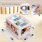 24 QT Medicine Organizer Storage Box with Removable Tray, Extra Large Collapsible First Aid Box Empty, Clear Medicine Contain