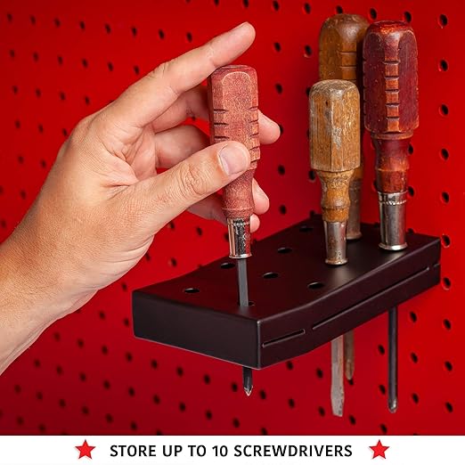 Pegboard Screwdriver and Wrench Holder Set Peg Board Accessories, Organize Wrenches and Screwdrivers on Pegs. Heavy Duty Blac