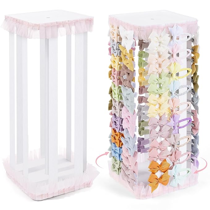 POVETIRE Bow Holder for Girls Hair Bows,Pink Hair Bow Organizer, Hair Clips Stand Hair Accessories Rack Display Decors Baby N