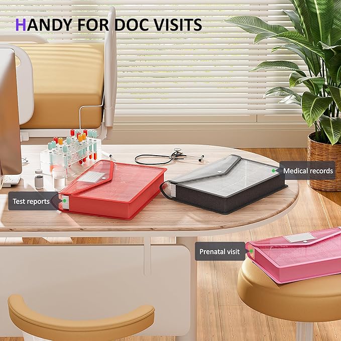 ThinkTex Plastic Expanding File Folder, Transparent envelopes with Snap Closure,No Dividers,Large Capacity,Document Organizer