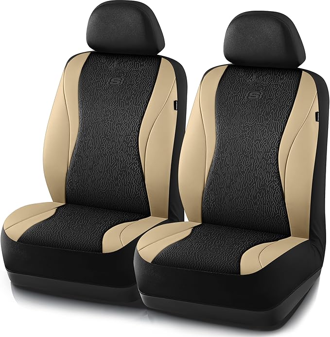 Skechers Car Seat Covers,Leather Seat Covers with GOGA Mat Technology,Waterproof Car Seat Covers Front Seats,Airbag Compatibl