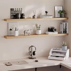 Ballucci Floating Shelves, 55" Wood Wall Shelf Set of 2, with Invisible Brackets for Bathroom, Living Room, Bedroom, Kitchen,