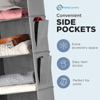 Handy Laundry Hanging Closet Organizer - 6 Shelf Storage for Clothes, Sweaters, Shoes & Accessories - Space-Saving Wardrobe S
