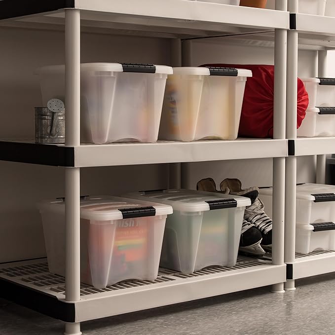 IRIS USA 19 Qt Stackable Plastic Storage Bins with Lids, 6 Pack - BPA-Free, Made in USA - Discreet Organizing Solution, Latch