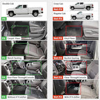 LASFIT Floor Mats 2014-2018 for Chevy Silverado/GMC Sierra 1500, 2015-2019 2500HD 3500 HD, Double Cab Only, 1st Row Bench Seat, All Weather TPE Custom Fit Car Floor Liners, with Carpet Floor Only