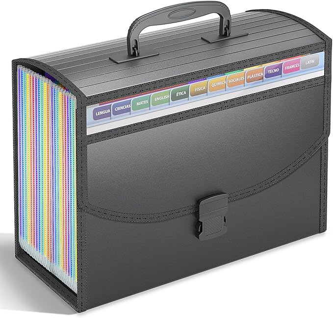 TOPCJ 25 Pockets Accordion File Organizer with Handle,Expanding File Folders for Documents, A4/Letter Size Paper,a-z Tabs,Per