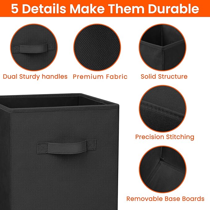 Criusia Large Storage Cubes - 13 Inch Heavy Duty Fabric Storage Bins for Shelves Closet, Cube Organizer - 8 Pack Collapsible 