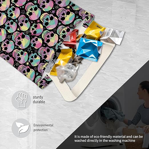 Hanging Car Garbage Bag, Cute Car Trash Can Bag, Automotive Accessories for Women Men Colorful Human Skull Star