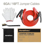 Heavy Duty Jumper Cables,6 Gauge 16 Feet Booster Battery Cable,Automotive Wires with LED Light,Alligator Clips,Carrying Bag,Safety Gloves and Iron Brush for Cars Truck