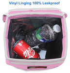 EPAuto Waterproof Car Trash Can with Lid and Storage Pockets, 2.5 Gallon Leakproof, Pink