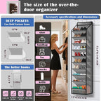 10 - Pocket Over - the - Door Hanging Shoe Organizers & Rack, Made of Sturdy 600D Oxford + Non - Woven Fabric, Space - Saving