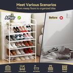 5 Tier Shoe Rack Closet Metal Heavy Duty, Stackable, White