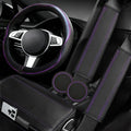 NBTEPEM 6 PCS Car Steering Wheel Cover Set, Microfiber Leather Steering Wheel Covers Universal 14.5-15 inch, Center Console Cover, Seat Belt Cushion, Cup Holder Coaster, Car Accessories Set Purple