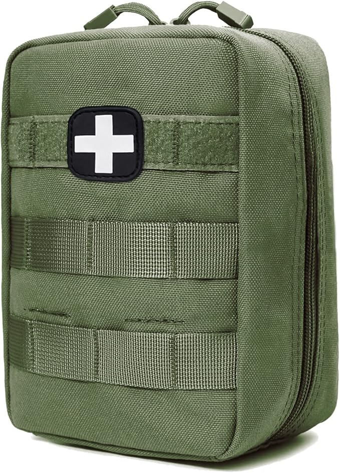 First Aid Kit EMT Medical IFAK Pouch, Molle Tactical Med Emergency Trauma Bag for Camping Home Car Hiking Hunting (Olive Drab