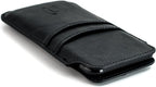 Dockem Provincial Wallet Sleeve for 6.5-6.7" iPhones, Vintage PU Leather, 2 Card Slots [Black]