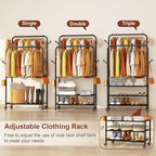 Furologee Clothes Racks for Hanging Clothes, Portable Rolling Garment Rack, Sturdy Metal Freestanding Cloths Racks with Wheel