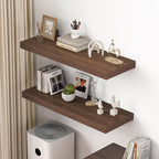 Dreamland 40" Floating Shelves for Wall, 12" Deep Thicker Walnut Floating Shelves, Wall-Mounted Shelves for Bedroom, Living R