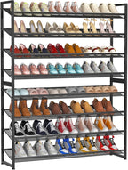 Large Shoe Rack 8 Tier Shoe Organizer, Heavy Duty Metal 4-Tier Stackable Shoe Storage Vertical Shoe Rack for Closet Front Doo