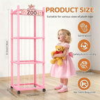 Stuffed Animal Storage Zoo Tower,56In Wooden Large Stuffed Animal Holder Organizer with Wheels,Stuffy Plushies Storage with E