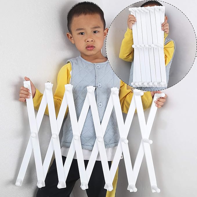 WEBI Accordion Wall Hanger,Wooden Expandable Coat Rack Wall Mounted,Accordion Hat Rack for Wall,Accordion Hook Rack for Hats,