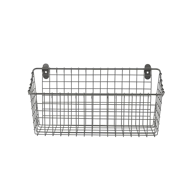 Spectrum Diversified Vintage Wall Mount Storage Basket, X-Large (Pack of 2), Industrial Gray