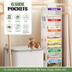 6-Shelf Weekly Clothes Organizer for Kids, Hanging Daily Closet Organization with 6 Side Pockets, Days of The Week Clothing D