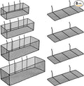 Hicarer 8 Pack Pegboard Baskets and Peg Board Racks Set, Pegboard Hooks, Square Style Wire Shelf Baskets, for Organize Tools,