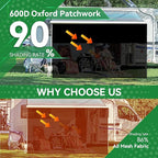 RV Awning Shade Screen with Zipper 9' x 13'3'', 600D Oxford Top + Mesh Bottom, RV Sun Shade Screen for Awning, RV Shade Complete Kits for Trailer Camper