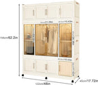 Portable Closet Storage with Magnetic Doors and Wheels, Foldable Armoire Wardrobe Closet with 1 Hanging Rod, 12 Cubes and 6 H
