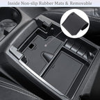 JDMCAR Center Console Organizer Compatible with 2023 2024 2025 2026 Chevy Colorado/GMC Canyon Accessories, Coin Container Armrest Secondary Storage Box with Non-Slip Silicone Mat (Black Trim)