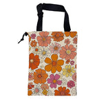 Car Trash Bag Hippie Vintage Flowers Leak-Proof Car Garbage Bag with Drawstring Foldable Canvas Trash Bin with Adjustable Buckle for Car Accessories, Travelling, Camping