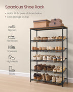 VASAGLE Shoe Rack for Entryway, 6-Tier Shoe Rack Organizer with Storage Shelves and Spacious Top, Freestanding, Adjustable, I