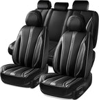 CAR PASS Nappa Leather Car Seat Covers Cushioned, Waterproof Leatherette Seat Covers Anti-Slip 5 Seats, Universal for Cars,SU