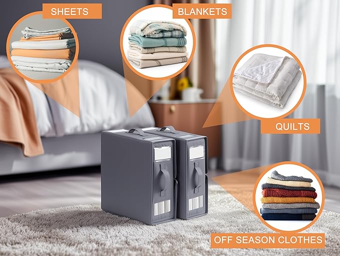 combocube 4 Pack Comforter Storage Bag and 4 Pack Bed Sheet Storage Organizer