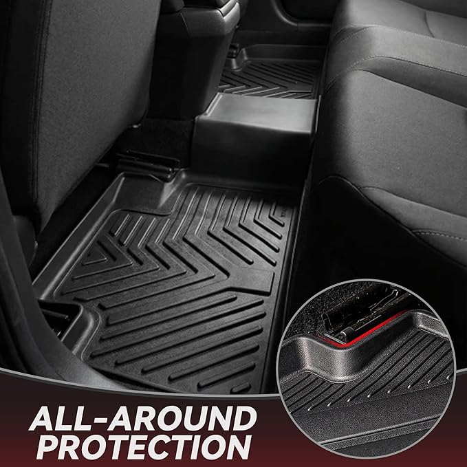 YITAMOTOR Floor Mats Fit for 2016-2021 Honda Civic Coupe/Sedan/Type R, 2017-2021 Honda Civic Hatchback, TPE All-Weather Custom Fit Floor Liners, Durable Anti-Slip Accessories, 1st & 2nd Row, Black