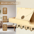 Rebee Vision Farmhouse Pine Key Holder Wall Mount for Room Decor - Key Holder for Wall with Floating Shelf for Placeable Plan
