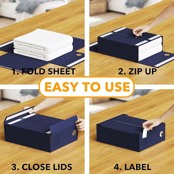 SpaceAid 3 Pack Bed Sheet Organizers and Storage, Foldable Sheet Organizer for Linen Closet, Sheets Set Folder Keeper with Wi