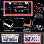 NBTEPEM 27 PCs Red Bling Car Accessories Set for Women, Steering Wheel Covers Universal Fit 15 Inch, Bling License Plate Frame, Bling Phone Holder, Bling Car Coasters (Red Diamond)